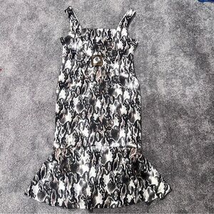 ASOS Black and White Ruffled Sheath Midi Dress